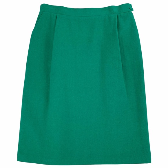 Vintage Dresses & Skirts - Vintage Kelly Green Wool Blend Pencil Skirt with Pockets made by TanJay Petites.